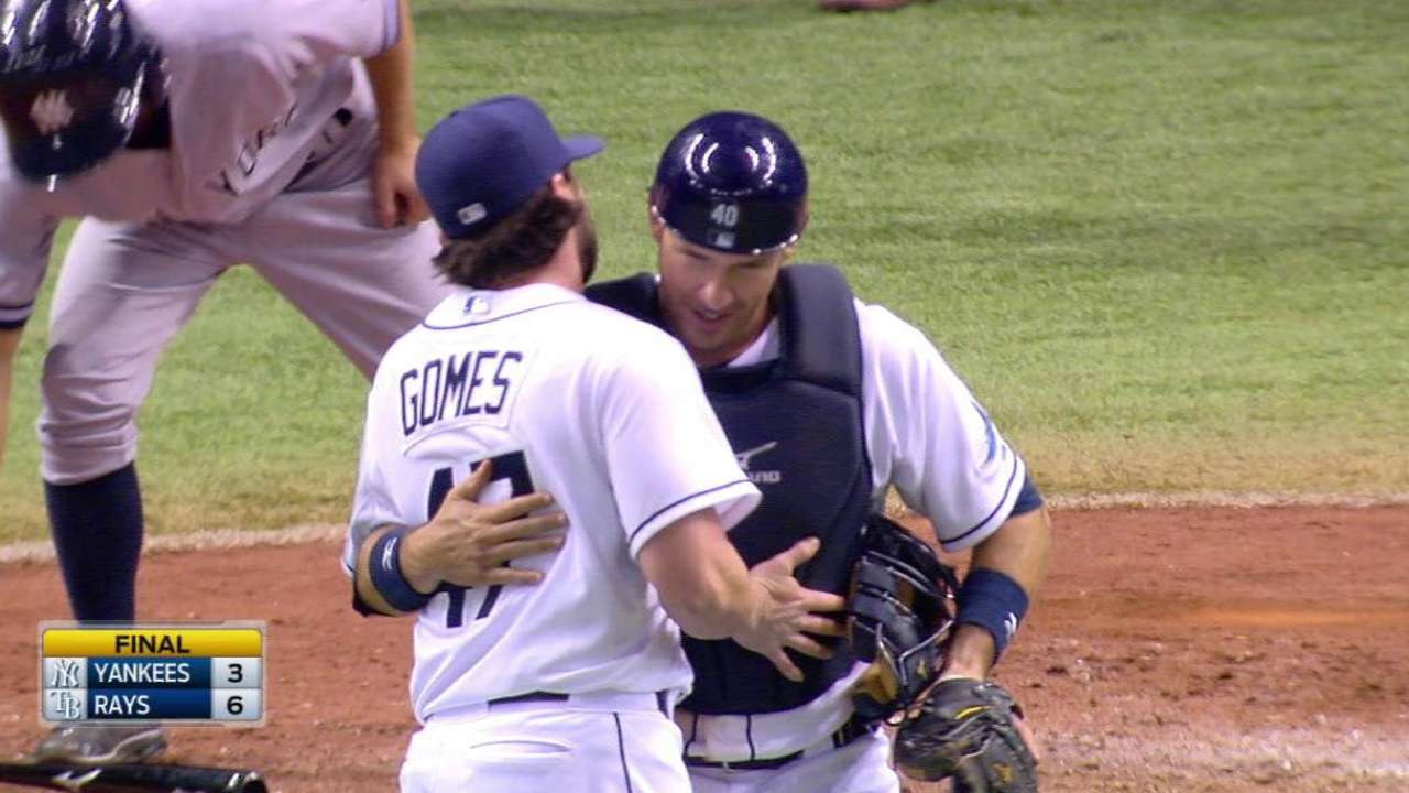 Gomes' first career save