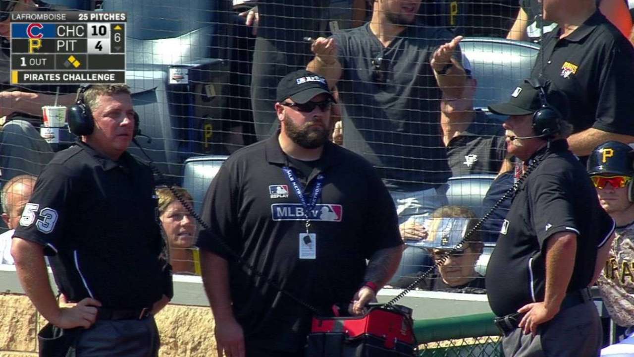 Rizzo out at home after review
