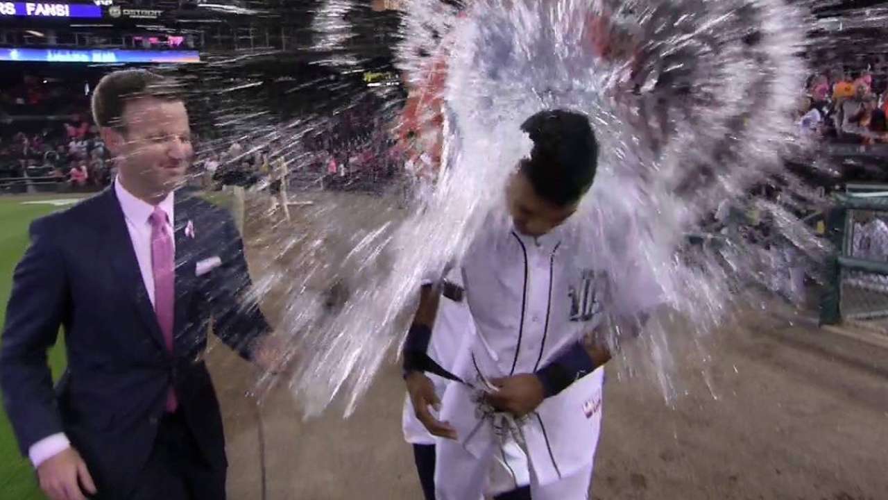 Machado gets ice shower