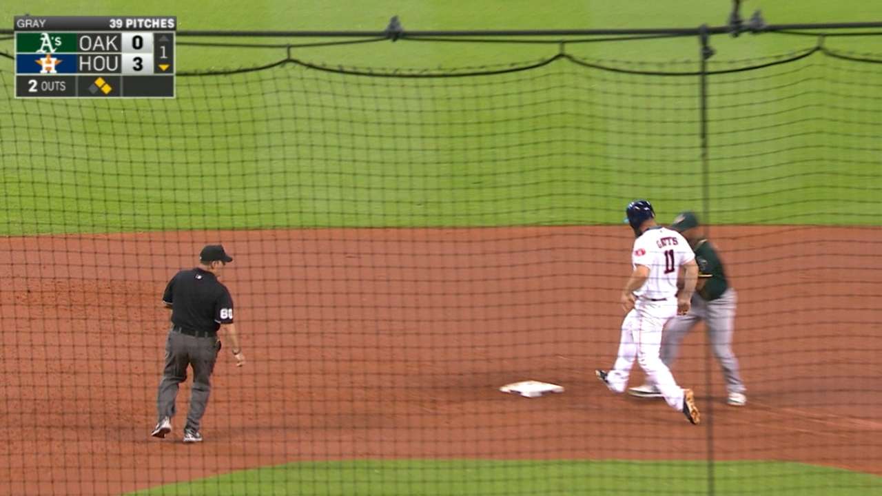 A's double up Gattis, end frame