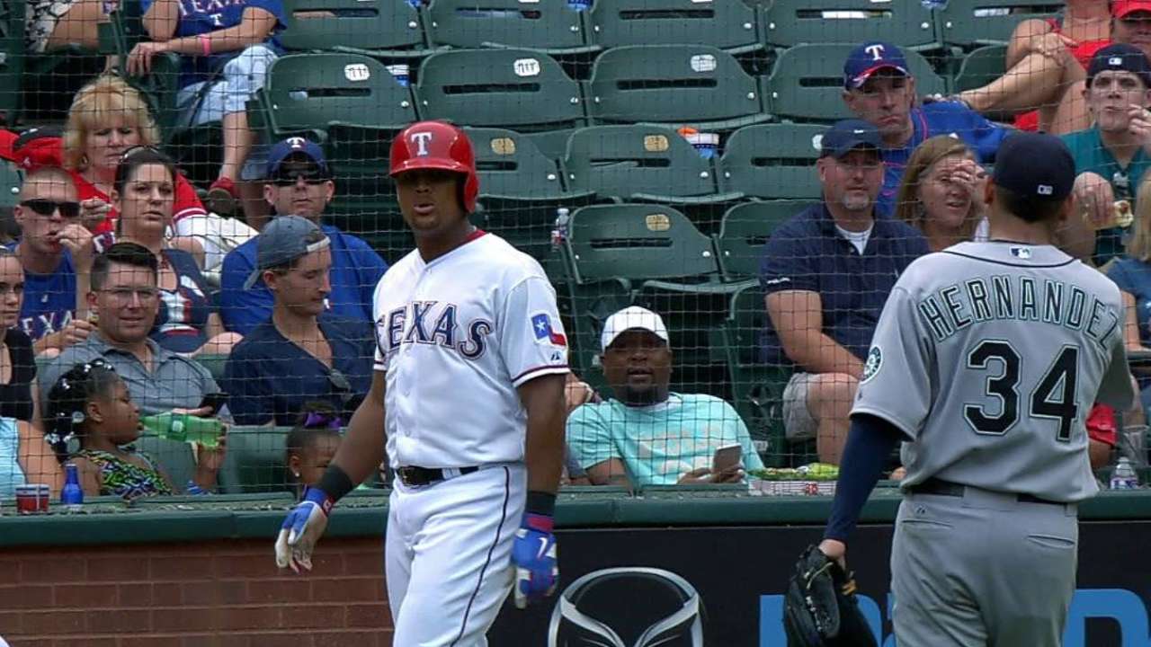 Felix throws ball back to Beltre