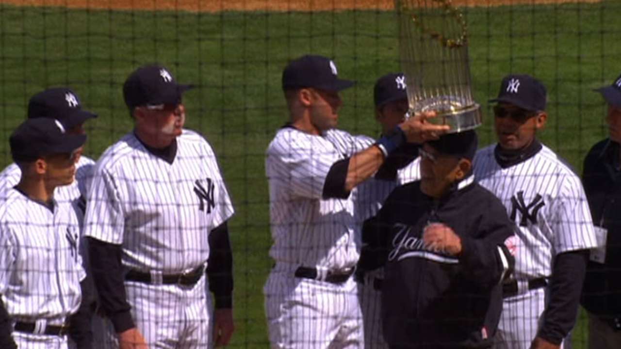 Yogi, Jeter with Series trophy