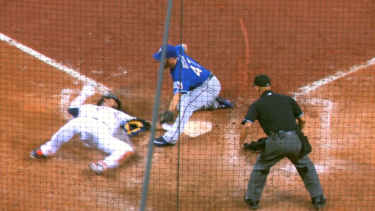 Gomez delivers with legs off Astros' bench