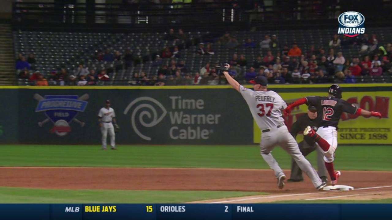Lindor ruled safe at first