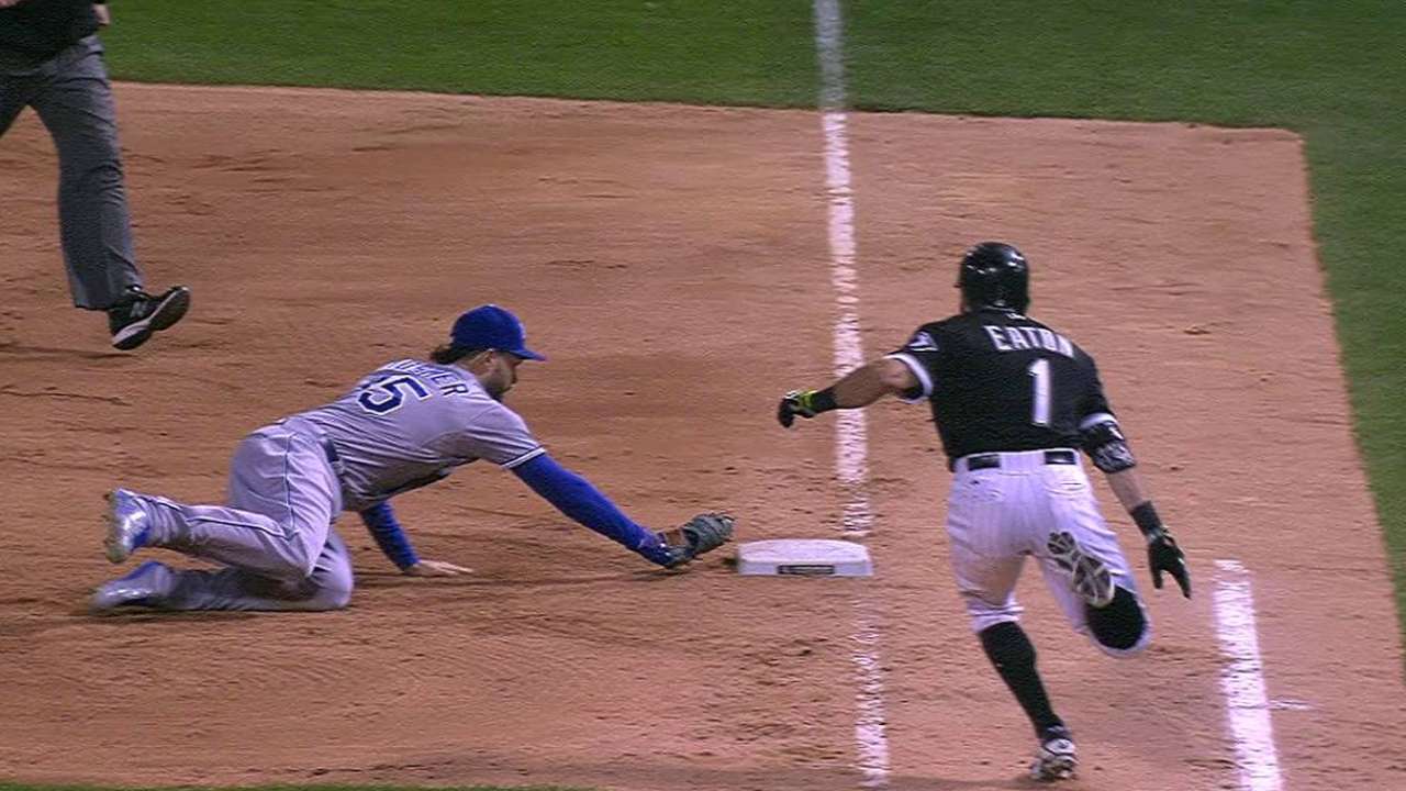 Hosmer's diving tag ends game