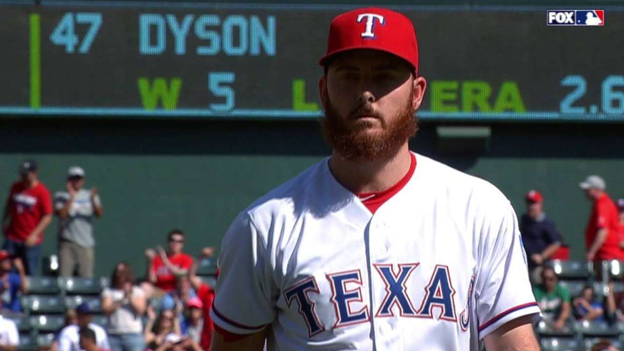 Dyson ends 8th with a strikeout