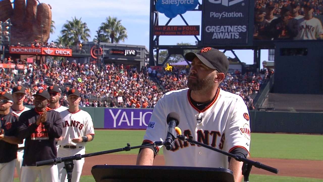 Emotions soar as Giants bid Affeldt farewell