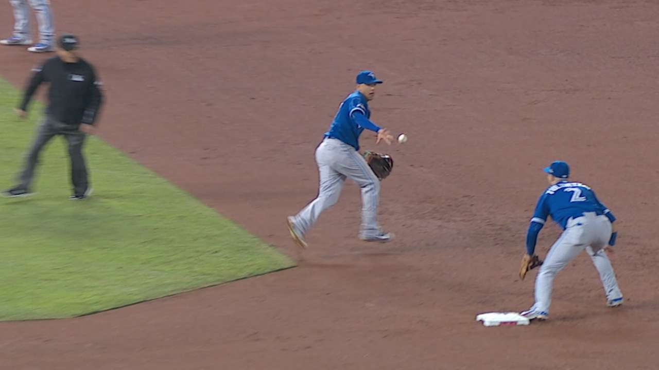 Goins, Tulo end threat with slick double play