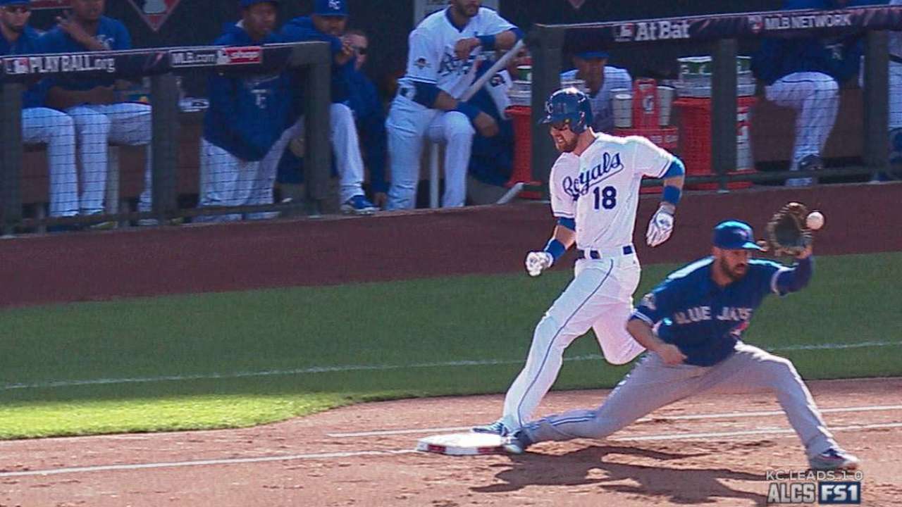 Zobrist beats out double play