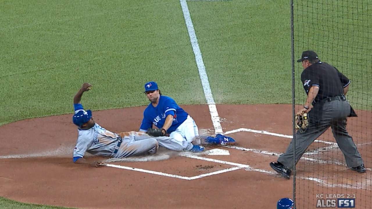 Cain steals second, scores