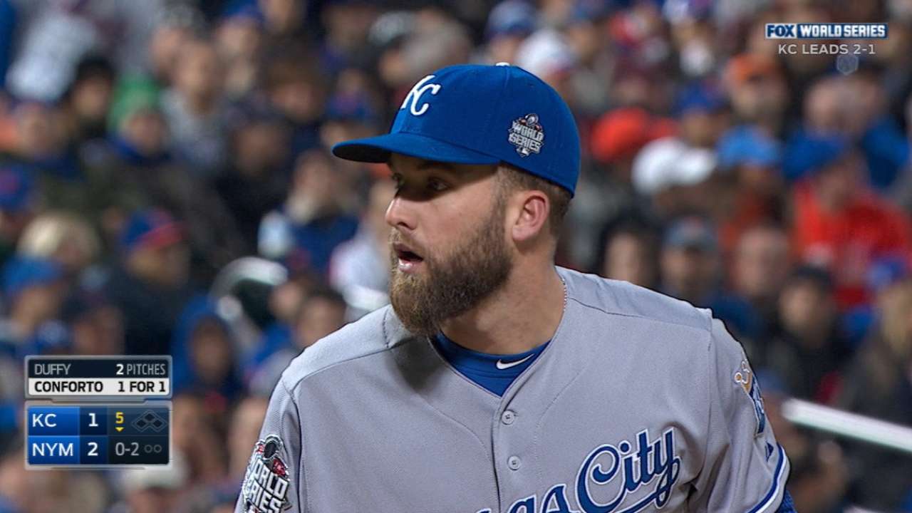 Duffy tips cap after Conforto disrupts his lefty dominance
