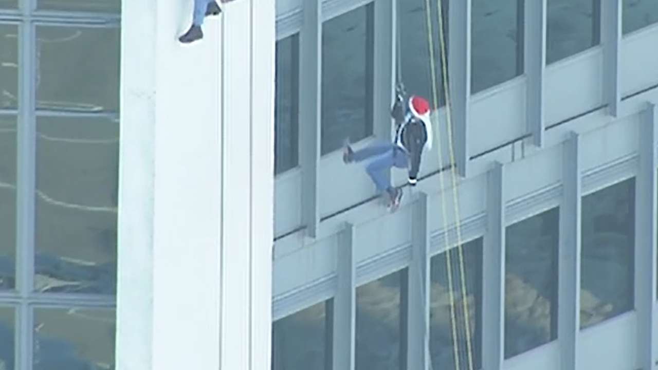 Cashman practices rappelling