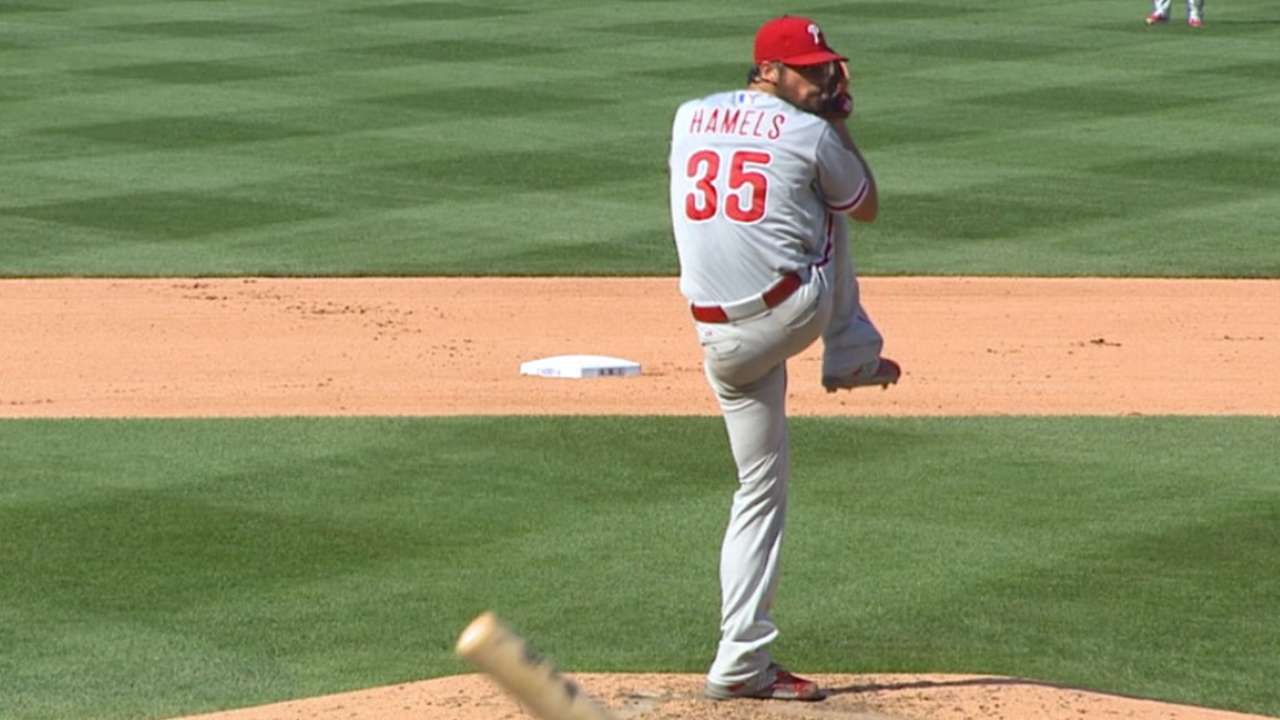 Hamels fans 13 in no-hitter
