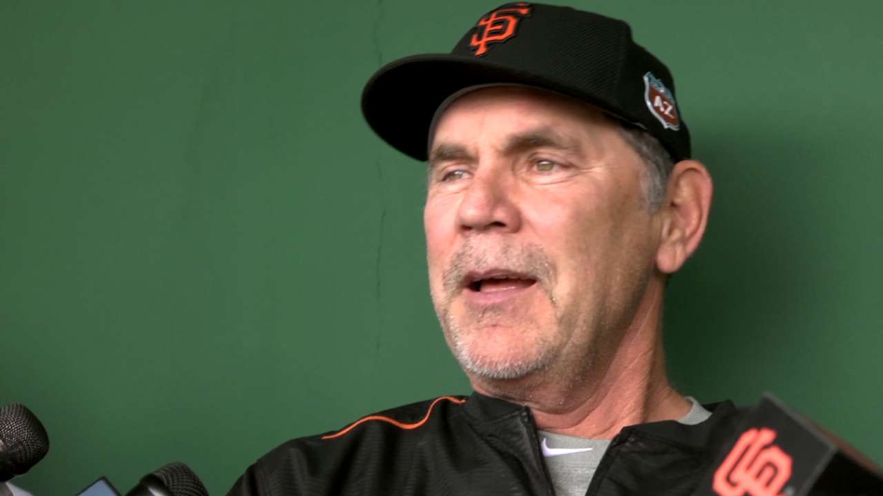 Bochy on new faces at workout