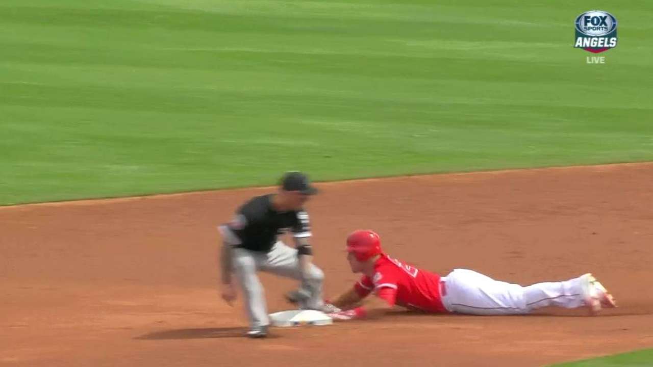 Trout swipes second base