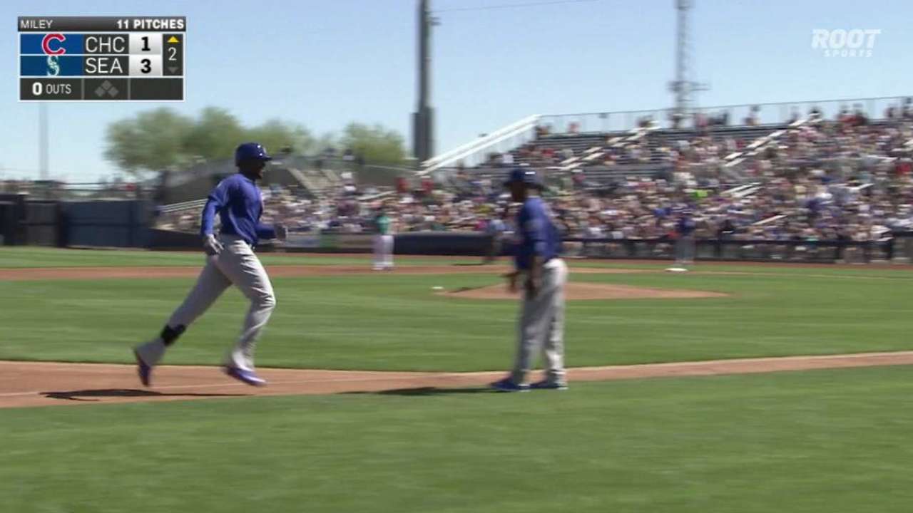 Baez caps Cubs' HRs, but M's rough up Lester