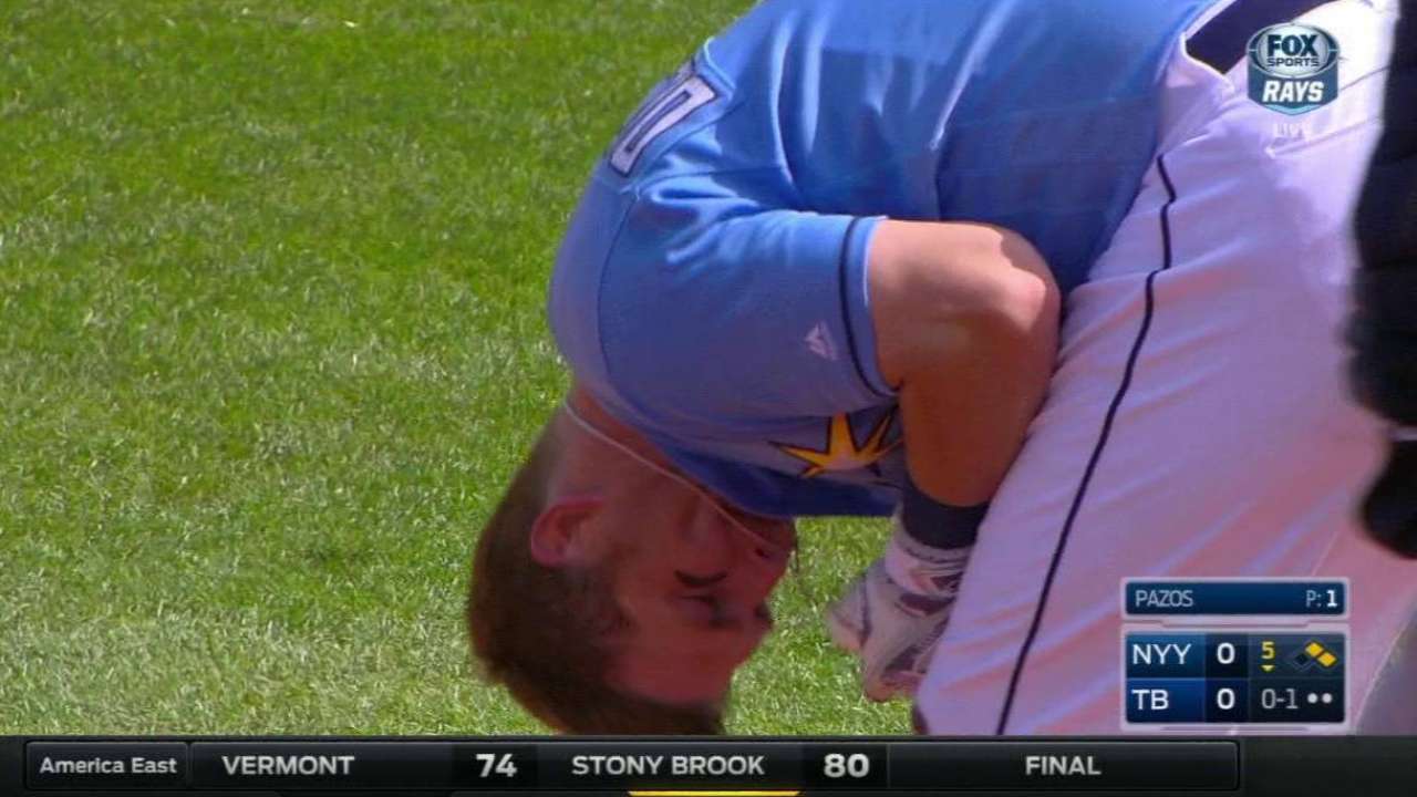 Dickerson hit by pitch