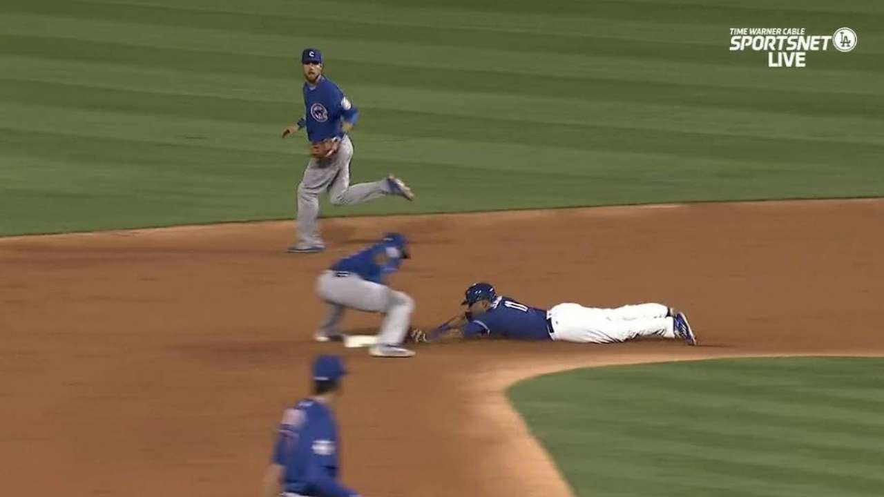 Contreras' hard throw to second
