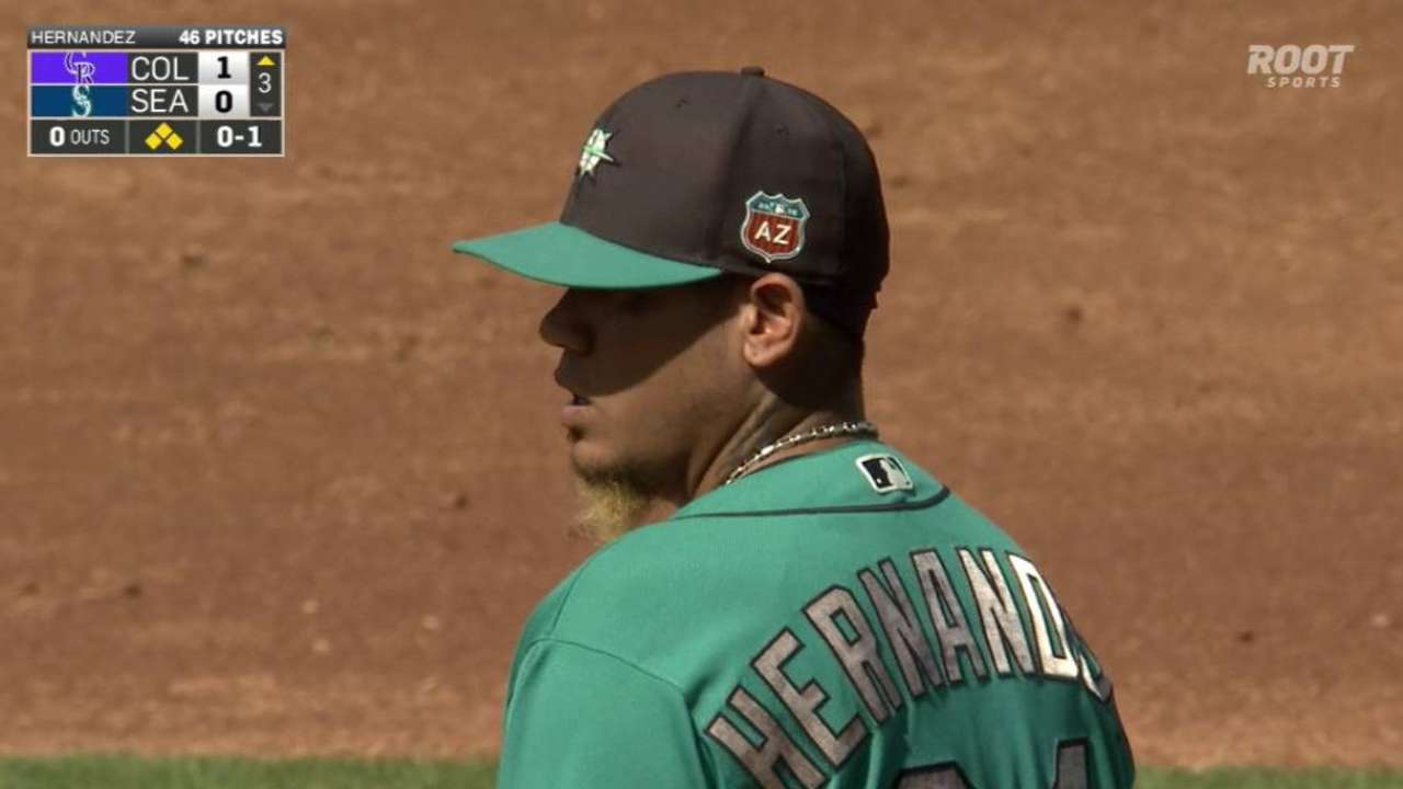 Felix looks rusty, feels fine after 2 1/3-inning debut