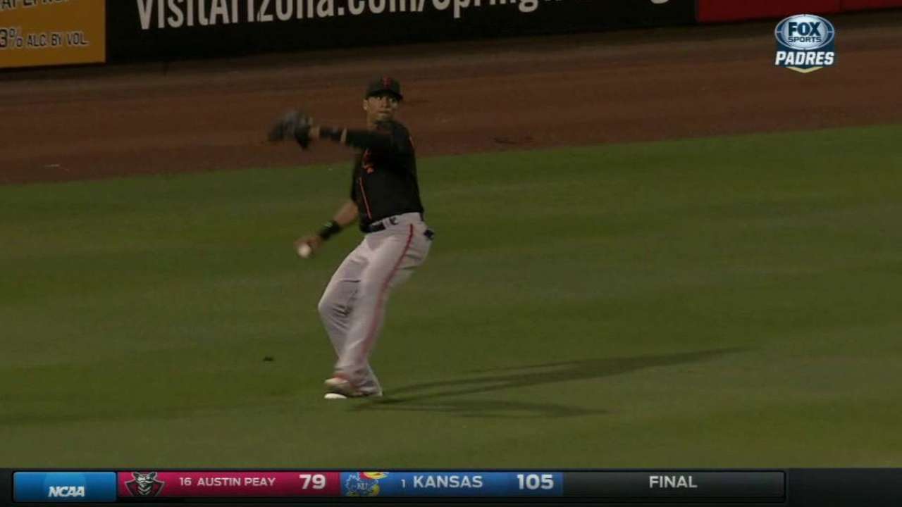Hernandez throws out Amarista