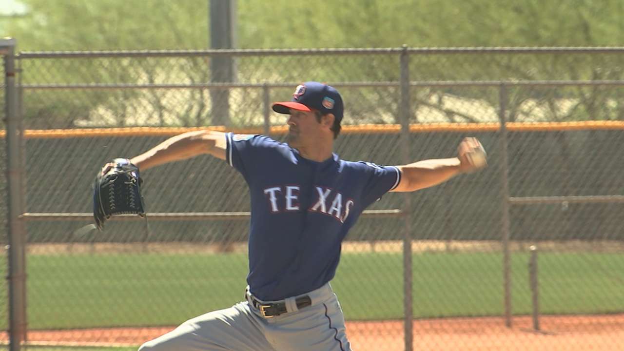 Hamels getting work in on back fields