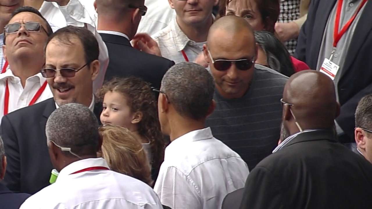 Jeter greets Obama