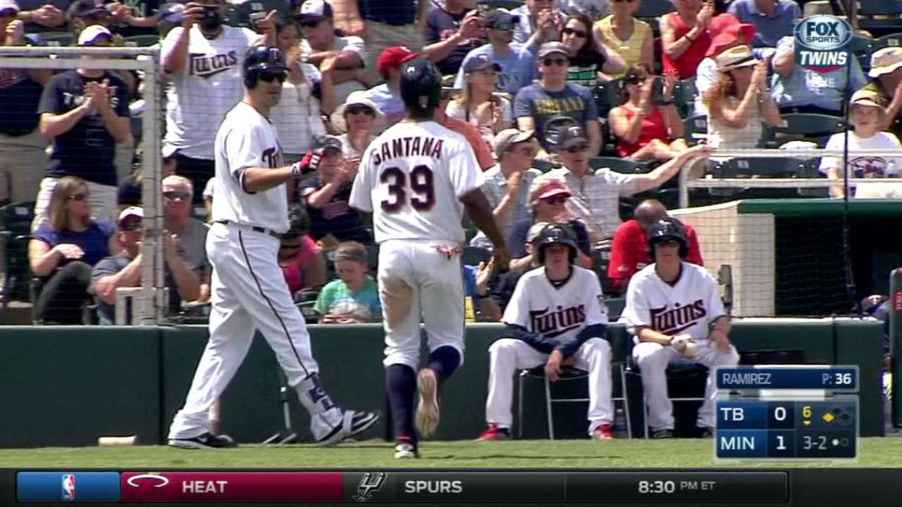 Santana scores on an error