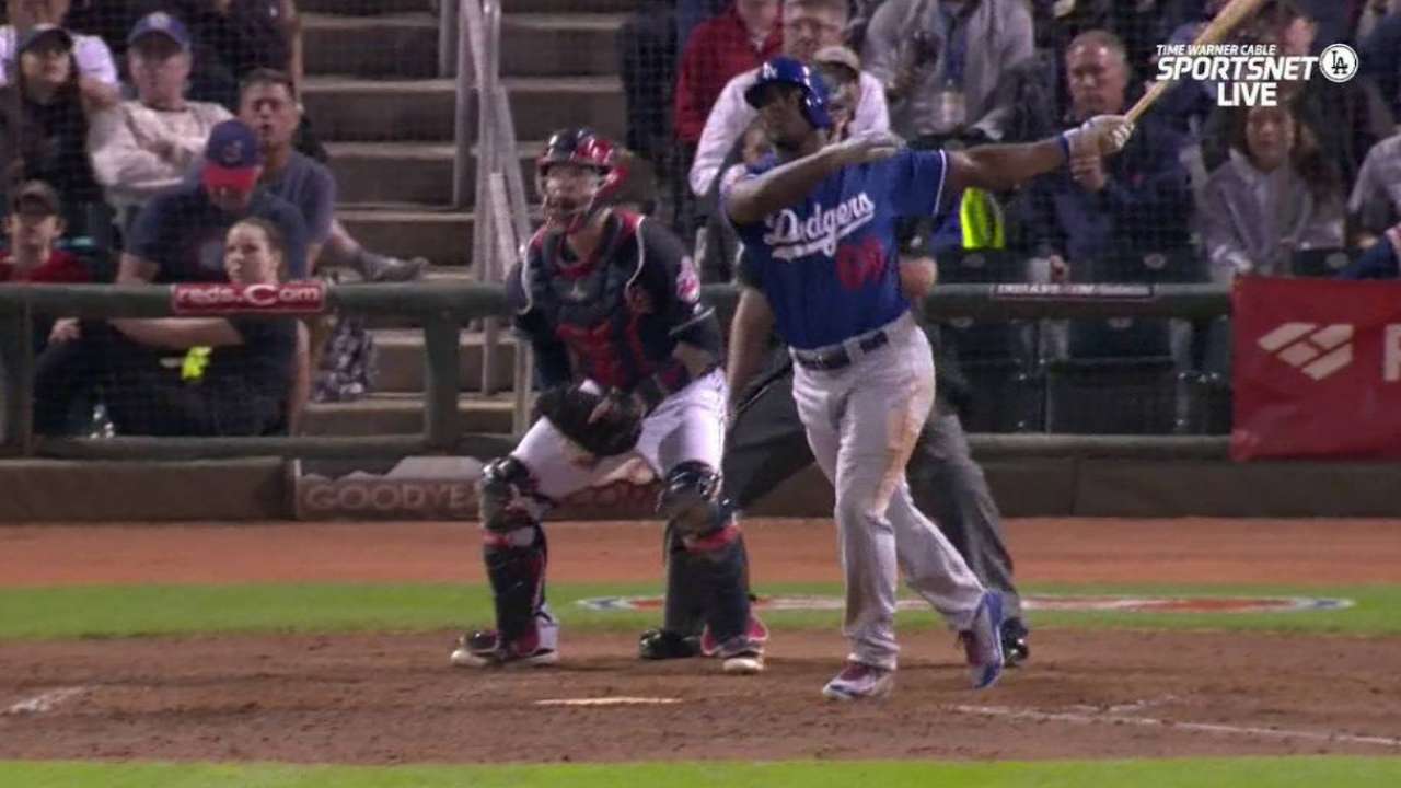 Puig back in Dodgers' lineup; Grandal throws