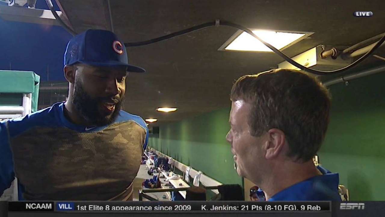 Heyward on Bumgarner
