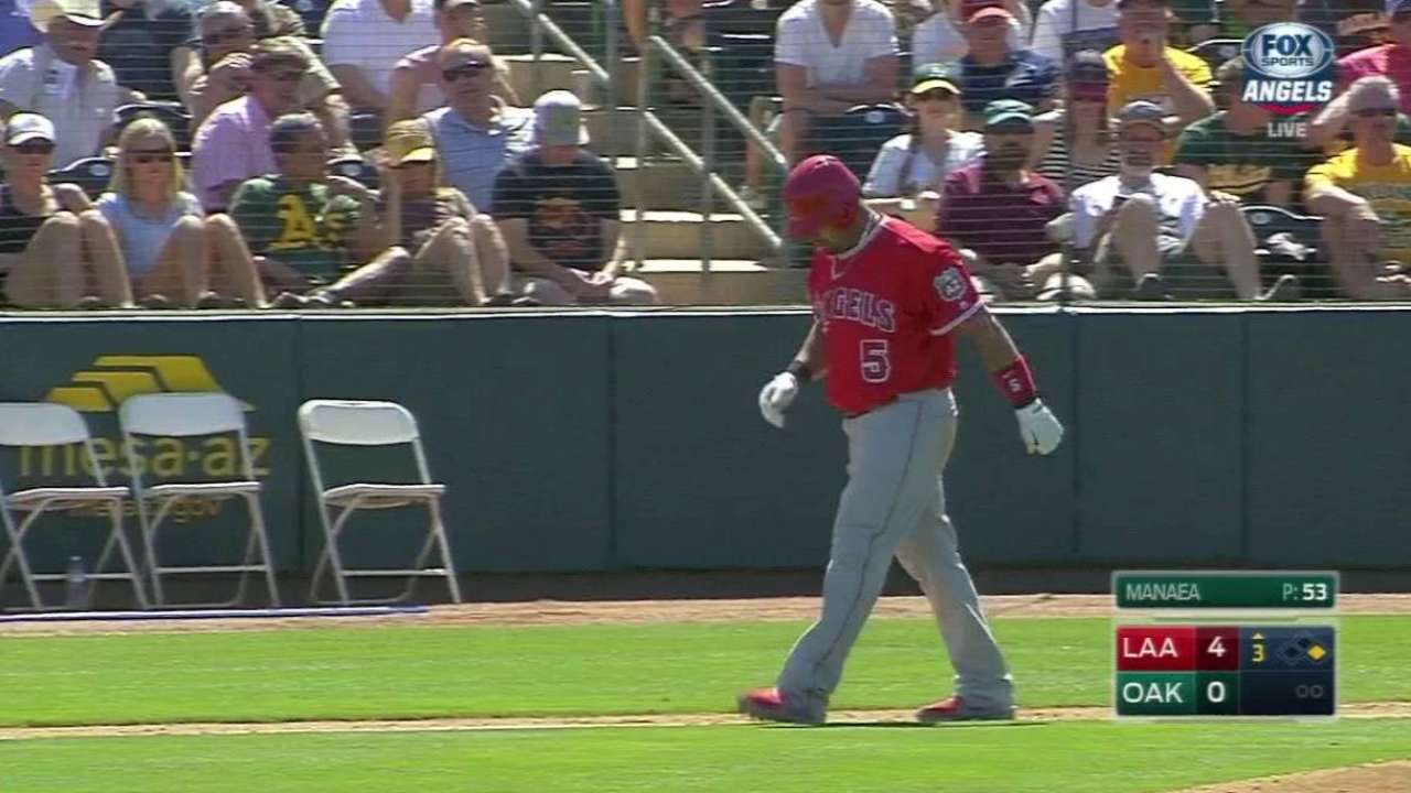 Pujols day to day after being hit in foot by pitch