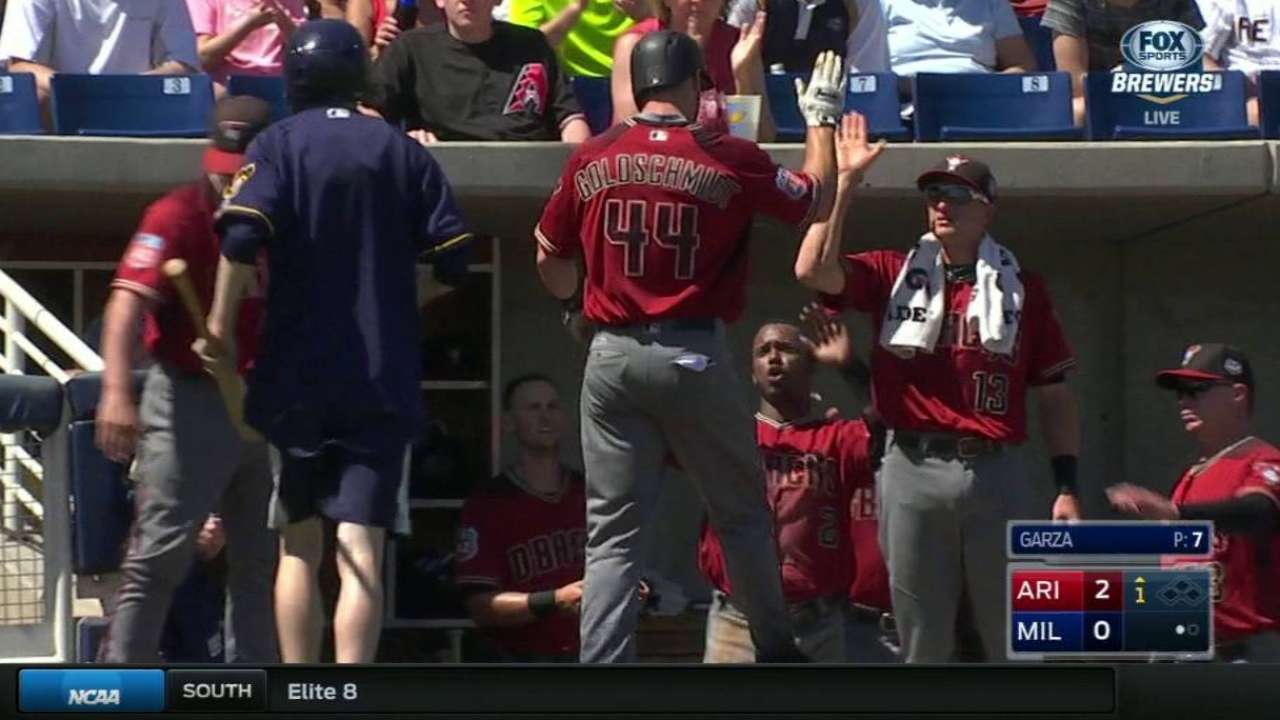 Goldschmidt, Lucroy HR as D-backs, Brewers tie