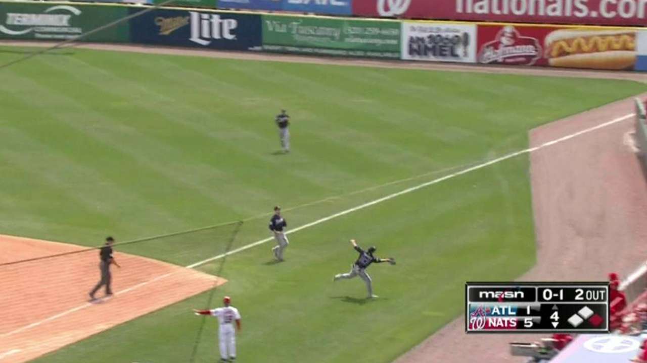 Swisher's catch in foul ground