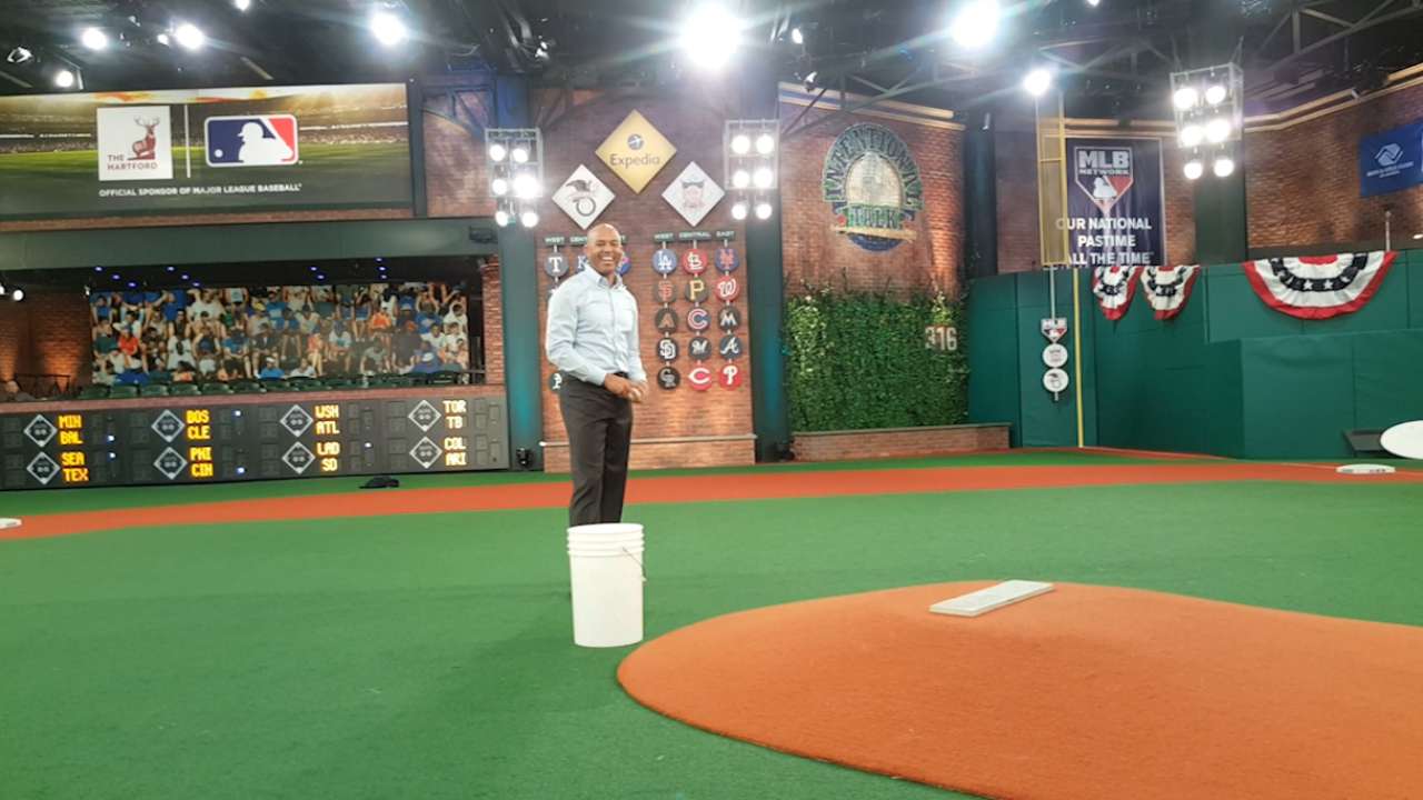 Rivera tosses a Wiffle ball