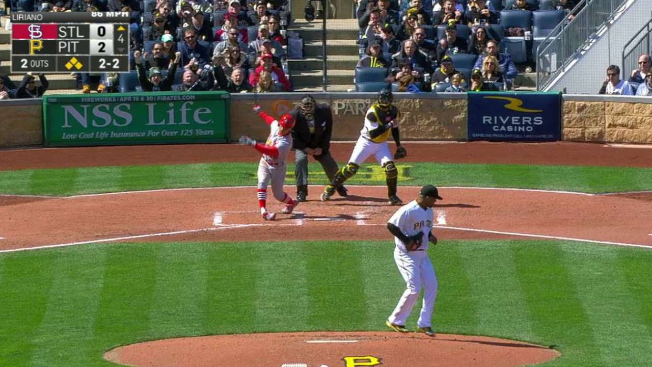 Liriano escapes bases-loaded jam