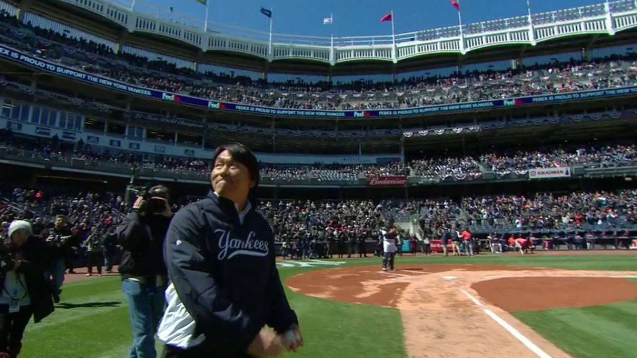 Matsui follows honor with ceremonial pitch