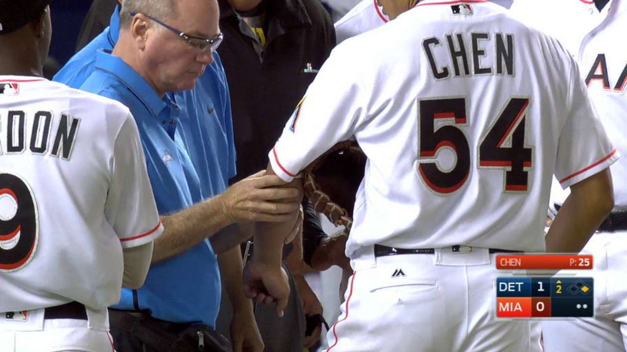 Chen takes liner off elbow