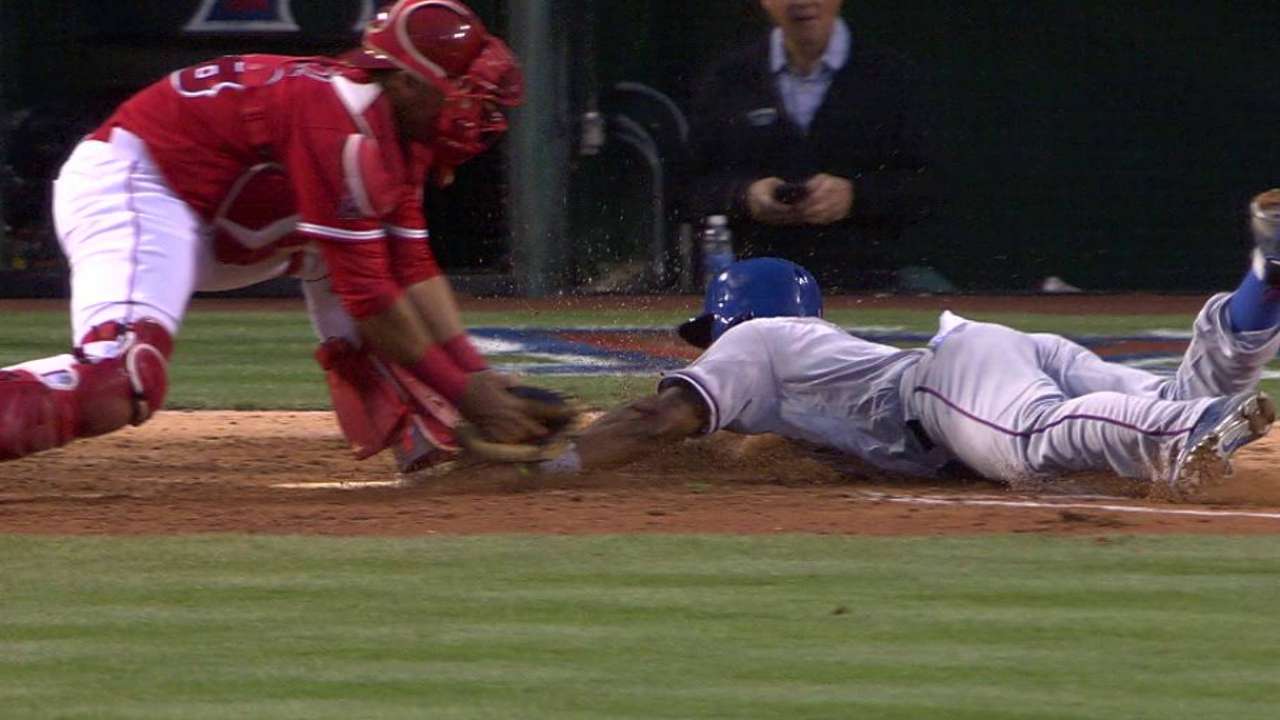 Andrus out at plate as Rangers lose challenge