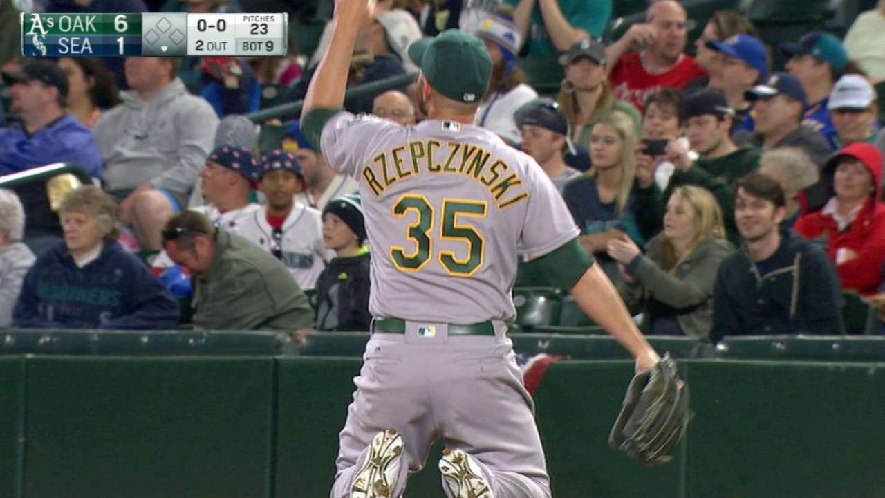 A's combine for impressive play