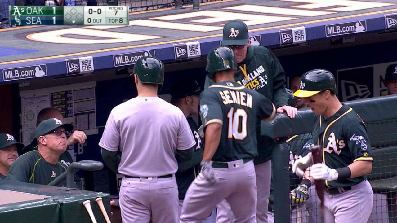 Semien's solo shot to left field
