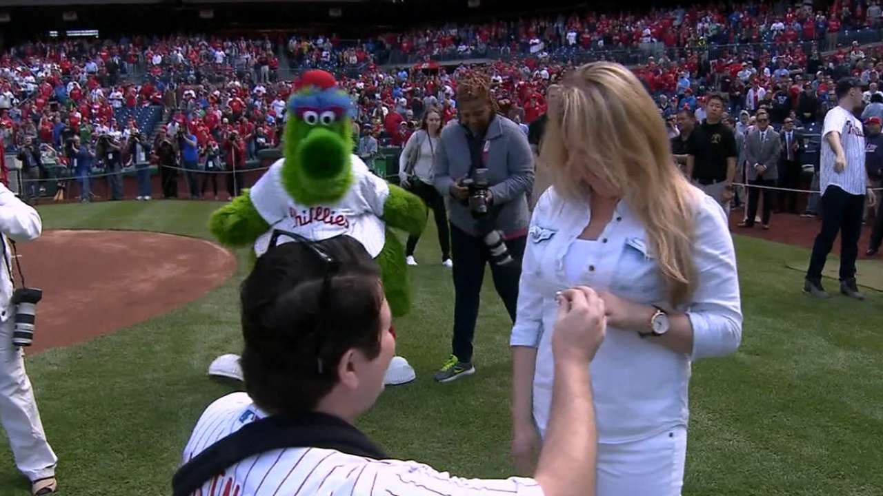 Officer proposes on the field