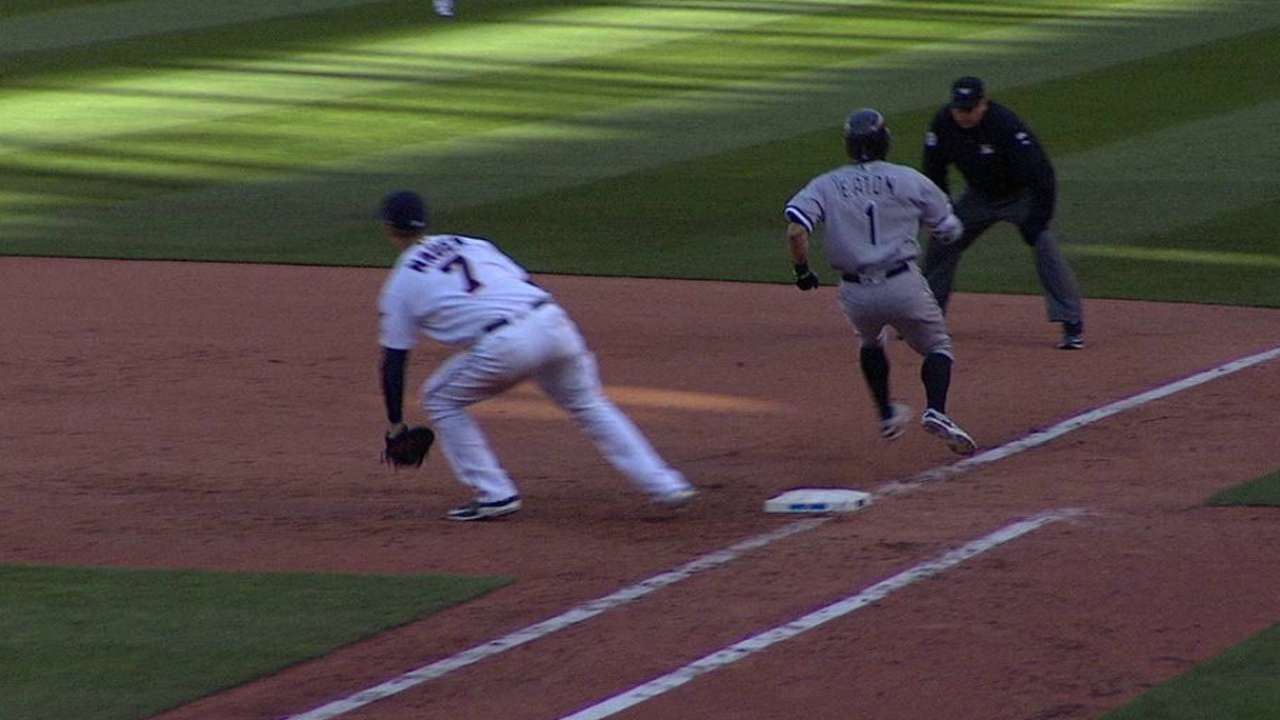 Eaton runs out a single