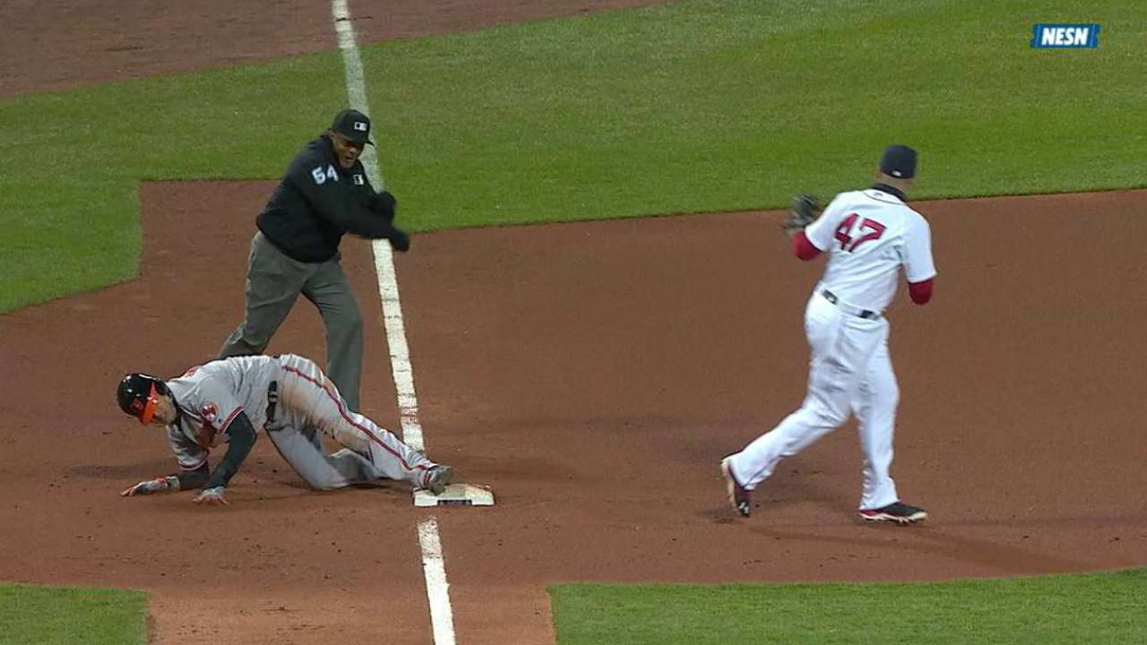 Hanigan throws Machado out