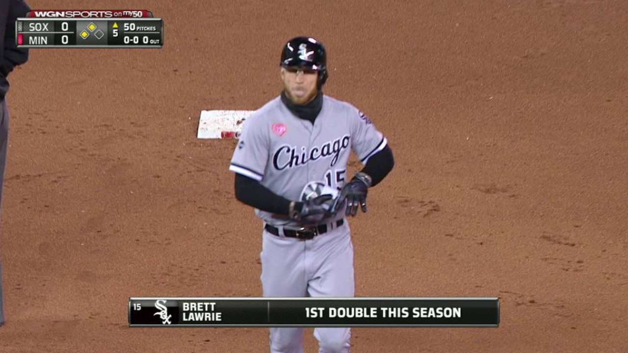 Lawrie rips a double to left