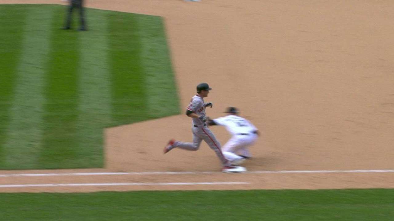 Tomlinson collects infield hit