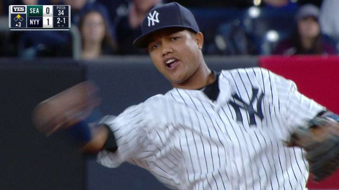 Starlin snags liner behind back, turns two