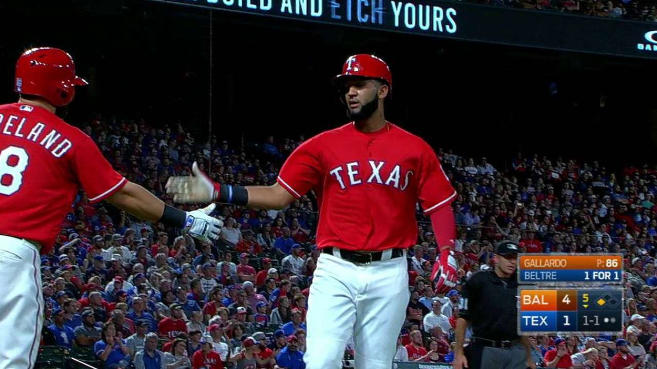Beltre's RBI forceout