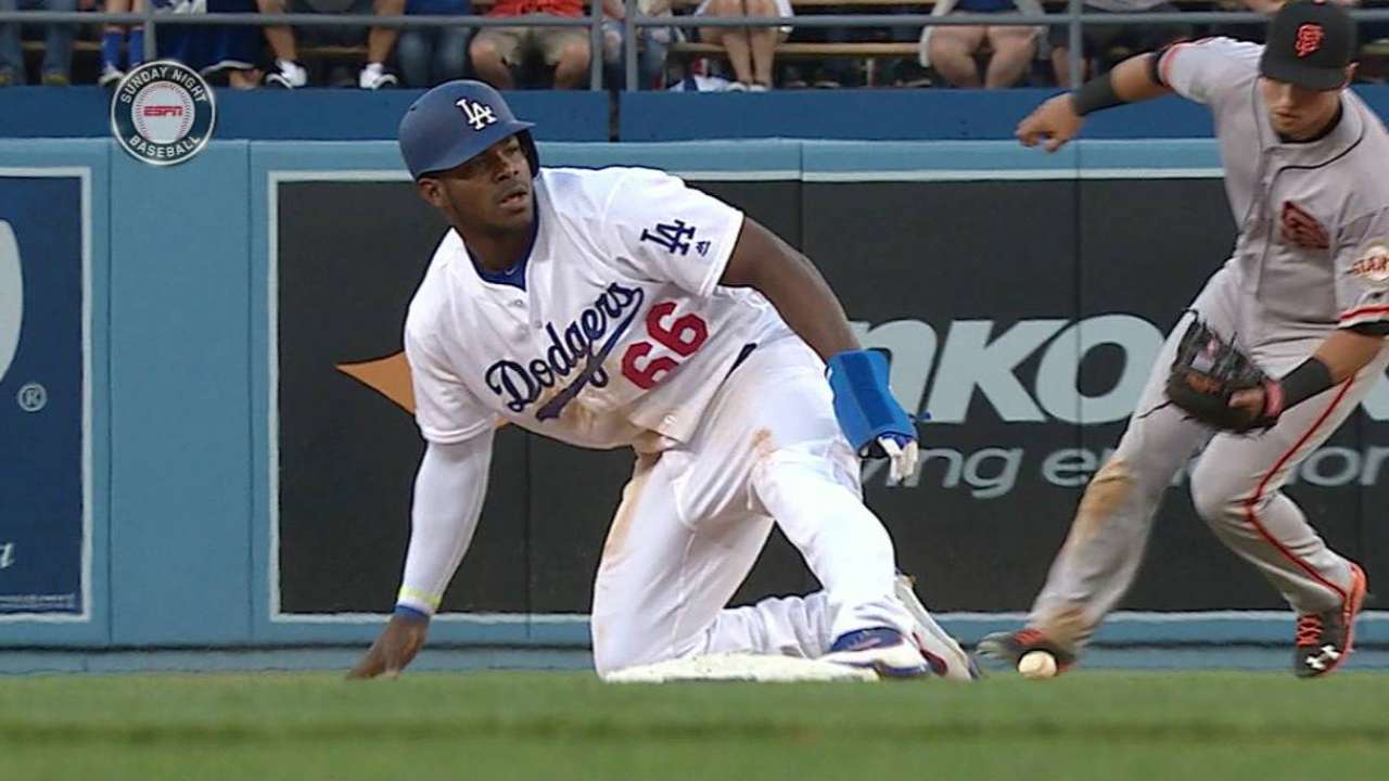 Puig steals second