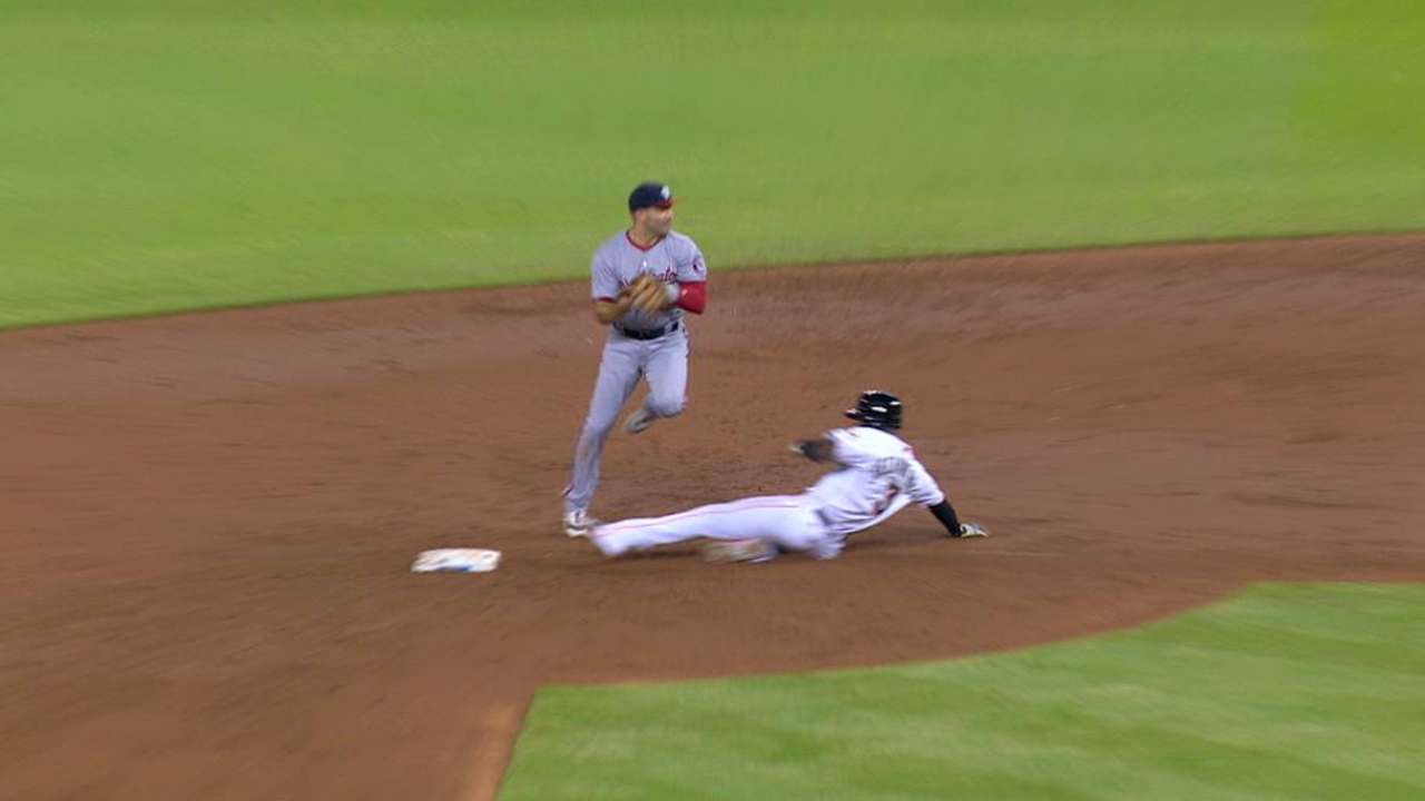 Hechavarria safe at second