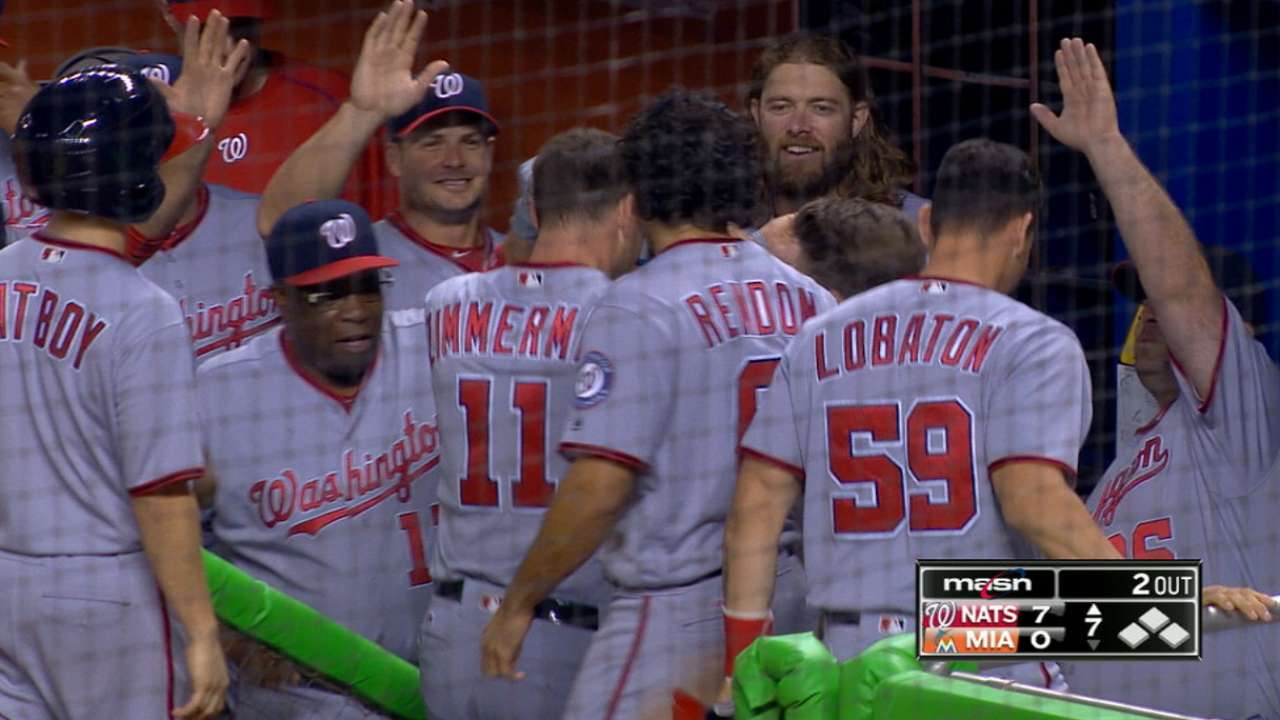 Nats four-homer, seven-run frame