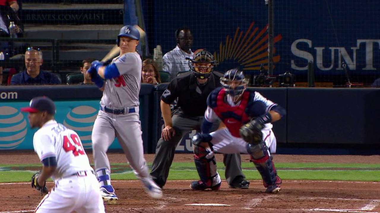 Pederson's single scores a run